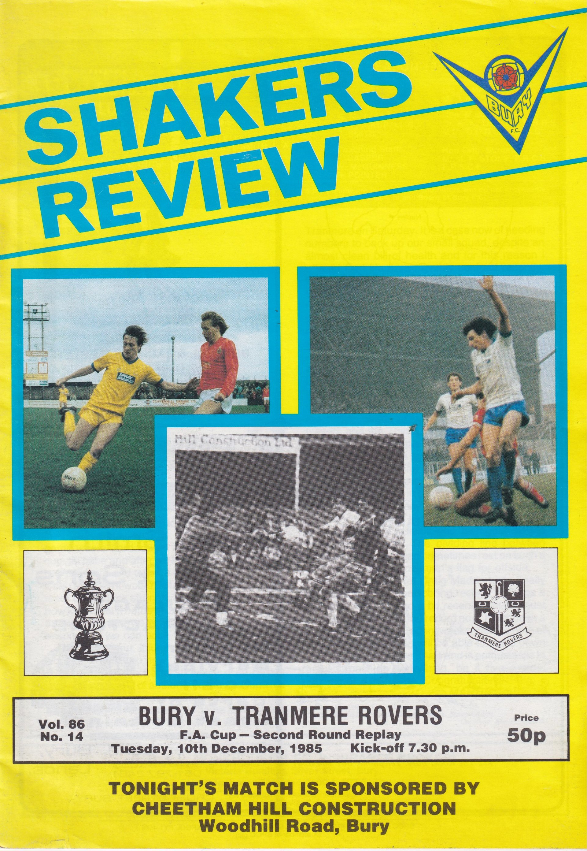 Bury v Tranmere Rovers match programme